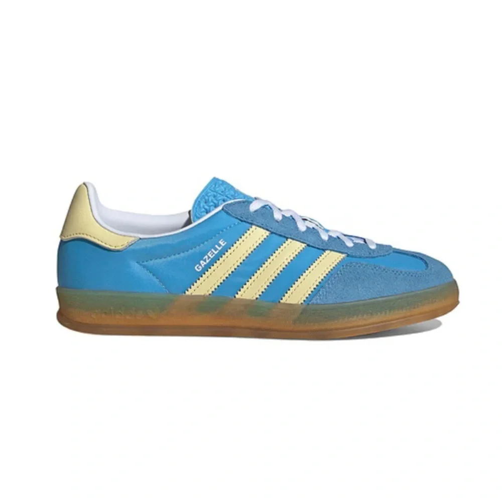 Adidas Originals Gazelle Indoors Leather Suede Sneakers Blue Yellow